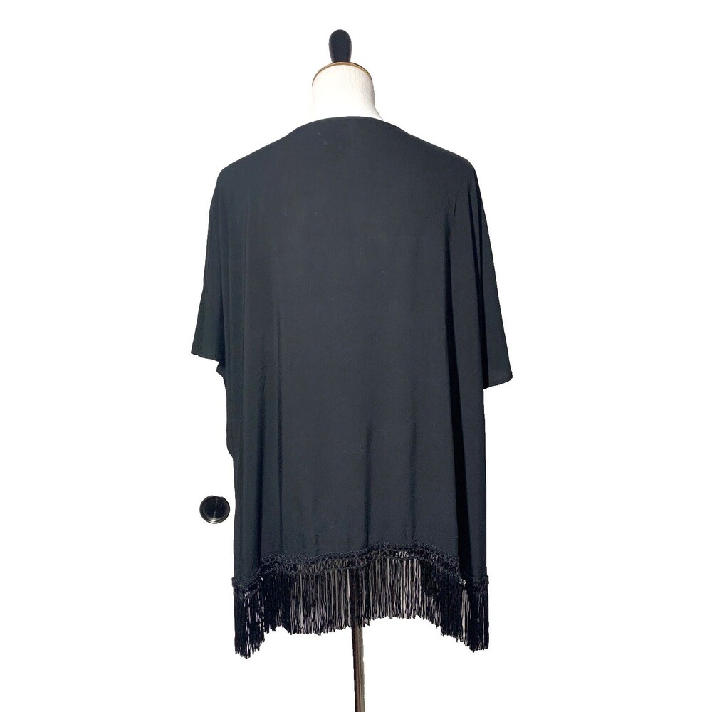 Victoria's Secret Black Fringe Kimono Women's Size XS/S Oversized Festival Boho - Picture 3 of 7